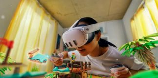 Valve Index vs Meta Quest 3: In-Depth Comparison of VR Headsets a woman wearing virtual reality goggles playing with toys
